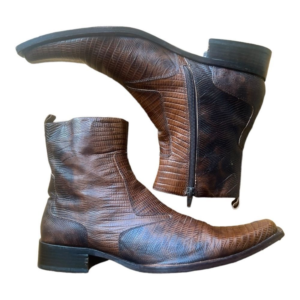 ALDO Men’s Brown Leather Short Ankle Western Cowboy Rodeo Boots Sz 42